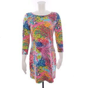 Lilly Pulitzer Bird Sheath Pima Cotton Dress Multicolor Womens Size Small